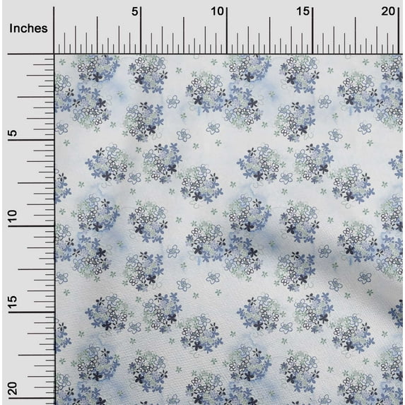 oneOone Cotton Poplin Grayish Blue Fabric Flower Watercolor Fabric For Sewing Printed Craft Fabric By The Yard 56 Inches Wide