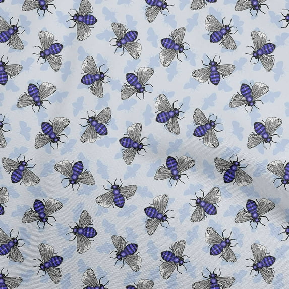 oneOone Cotton Poplin Grayish Purple Fabric Floral & Bee Sewing Material Print Fabric By The Yard 42 Inch Wide