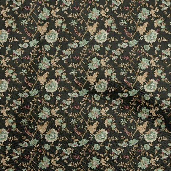 oneOone Cotton Poplin Green & Black Fabric Batik Sewing Material Print Fabric By The Yard 42 Inch Wide