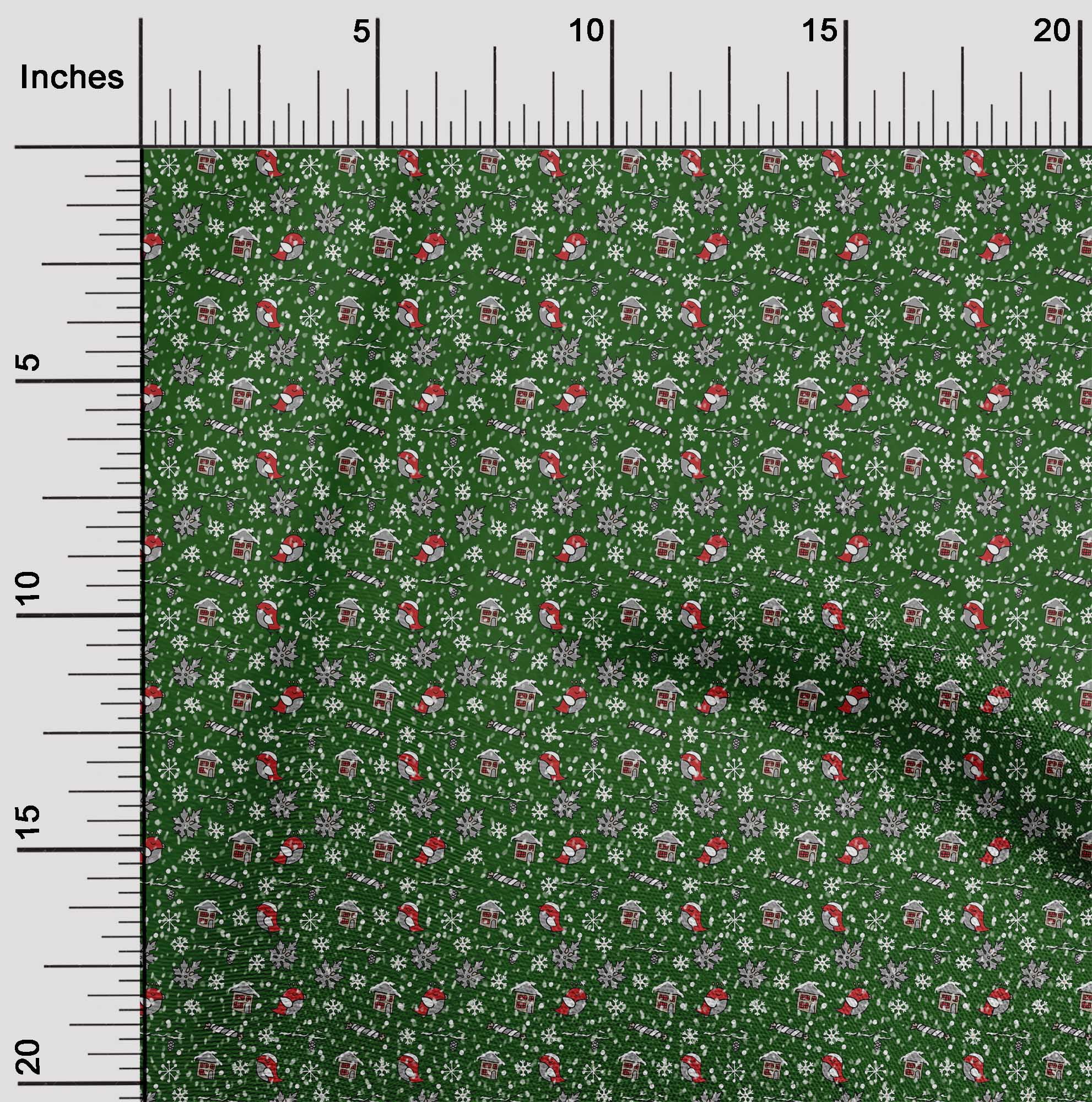 oneOone Cotton Poplin Green Fabric Christmas Sewing Craft Project Fabric Prints By Yard 56 -Inch Wide