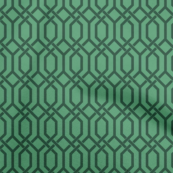 oneOone Cotton Poplin Green Fabric Geometrical Diy Clothing Quilting Fabric Print Fabric By Yard 56 Inch Wide