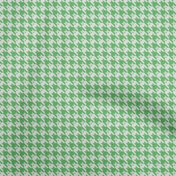 oneOone Cotton Poplin Green Fabric Houndstooth Diy Clothing Quilting Fabric Print Fabric By Yard 42 Inch Wide
