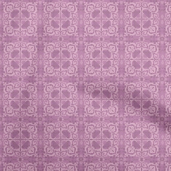 oneOone Cotton Poplin Lavender Fabric Asian Tile Traditional Fabric For Sewing Printed Craft Fabric By The Yard 56 Inch Wide