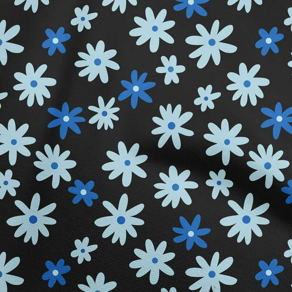 oneOone Cotton Poplin Light Blue Fabric Abstract Retro Floral Fabric For Sewing Printed Craft Fabric By The Yard 56 Inch Wide