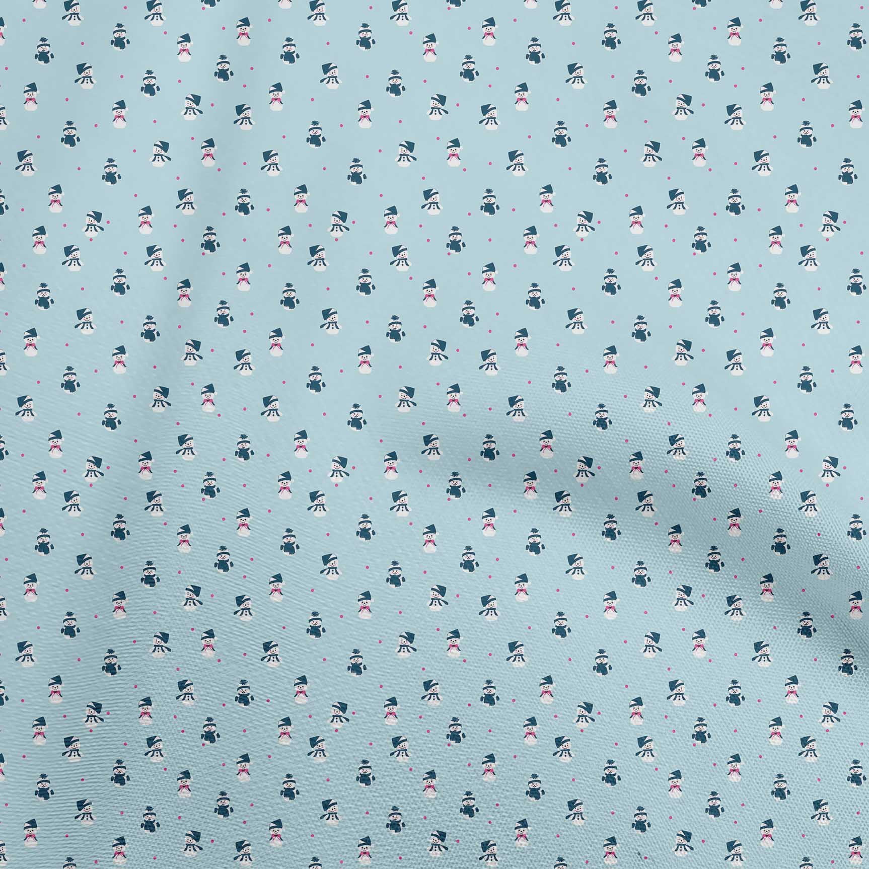 oneOone Cotton Poplin Light Blue Fabric Christmas Sewing Material Print Fabric By The Yard 42 Inch Wide