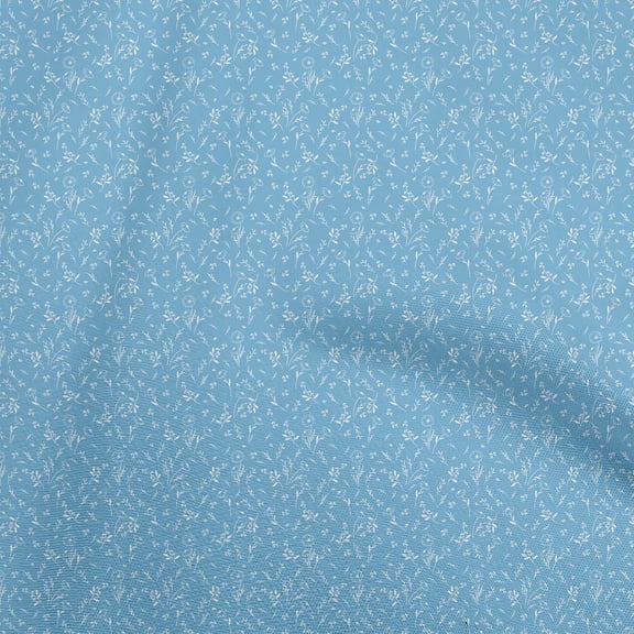 oneOone Cotton Poplin Light Blue Fabric Floral Fabric For Sewing Printed Craft Fabric By The Yard 42 Inch Wide