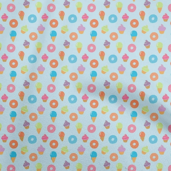 oneOone Cotton Poplin Light Blue Fabric Fruit Watermelon Sewing Material Print Fabric By The Yard 42 Inch Wide