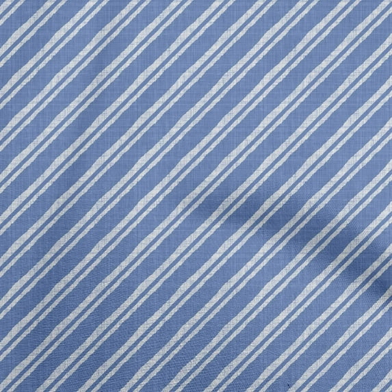 oneOone Cotton Poplin Light Blue Fabric Stripes Craft Projects Decor Fabric Printed By The Yard 42 Inch Wide
