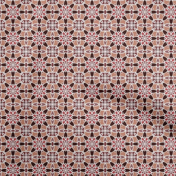 oneOone Cotton Poplin Light Brown Fabric Arabic Moroccan Quilting Supplies Print Sewing Fabric By The Yard 42 Inch Wide