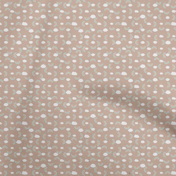 oneOone Cotton Poplin Light Brown Fabric Cloud Dress Material Fabric Print Fabric By The Yard 42 Inch Wide