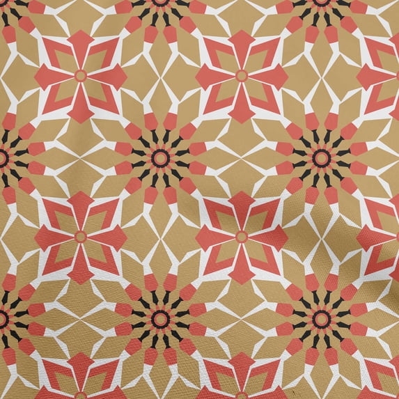 oneOone Cotton Poplin Light Brown Fabric Geometric Sewing Craft Projects Fabric Prints By Yard 42 Inch Wide
