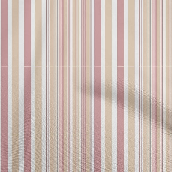 oneOone Cotton Poplin Light Brown Fabric Stripes Quilting Supplies Print Sewing Fabric By The Yard 56 Inch Wide-BH
