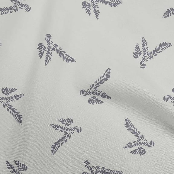 oneOone Cotton Poplin Light Gray Fabric Leaves Quilting Supplies Print Sewing Fabric By The Yard 42 Inch Wide