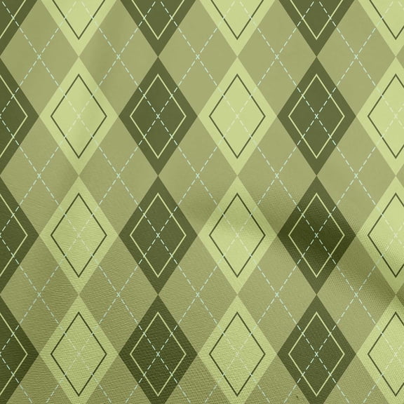 oneOone Cotton Poplin Light Green Fabric Argyle Dress Material Fabric Print Fabric By The Yard 42 Inch Wide