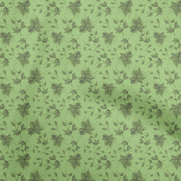 oneOone Cotton Poplin Light Green Fabric Autumn Leaves Dress Material Fabric Print Fabric By The Yard 56 Inch Wide