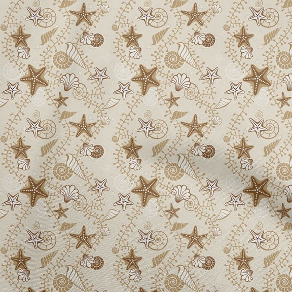 oneOone Cotton Poplin Light Green Fabric Beach Seashell Fabric For Sewing Printed Craft Fabric By The Yard 56 Inch Wide