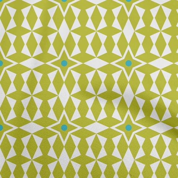 oneOone Cotton Poplin Light Green Fabric Geometric Craft Projects Decor Fabric Printed By The Yard 42 Inch Wide