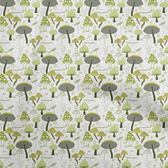 oneOone Cotton Poplin Light Green Fabric Mushroom Craft Projects Decor Fabric Printed By The Yard 42 Inch Wide