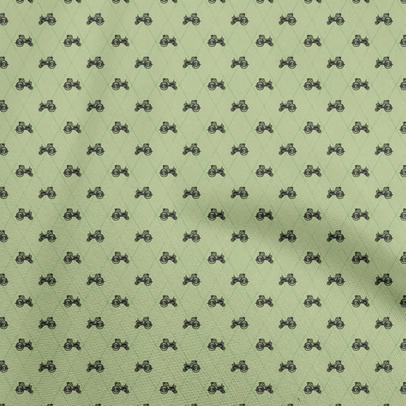oneOone Cotton Poplin Light Green Fabric Tractor Sewing Fabric By The Yard Printed Diy Clothing Sewing Supplies 42 Inch Wide