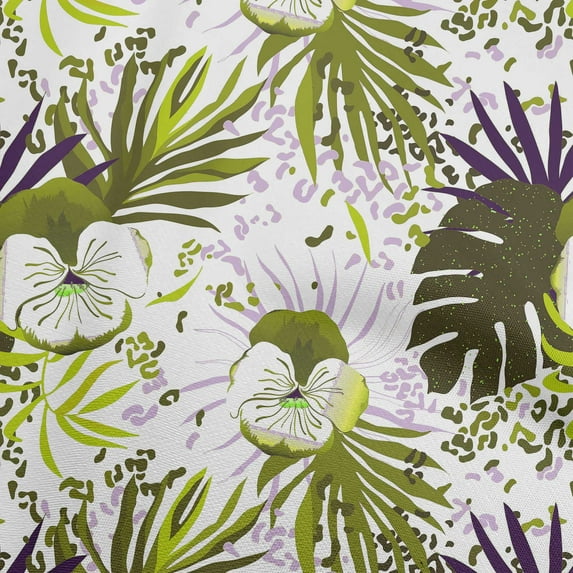 oneOone Cotton Poplin Light Green Fabric Tropical Craft Projects Decor Fabric Printed By The Yard 56 Inch Wide