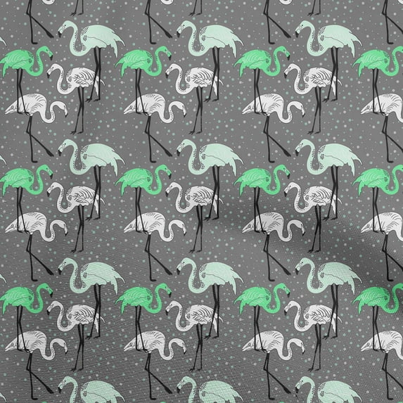 oneOone Cotton Poplin Light Green Fabric Tropical Flamingo With Dot Fabric For Sewing Printed Craft Fabric By The Yard 42 Inch Wide