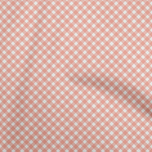 oneOone Cotton Poplin Light Peach Fabric Gingham Check Sewing Craft Projects Fabric Prints By Yard 42 Inch Wide