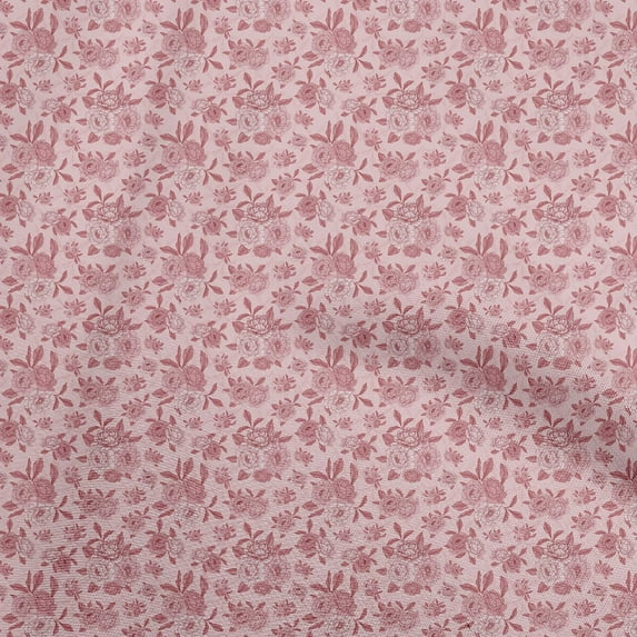 oneOone Cotton Poplin Light Pink Fabric Floral Dress Material Fabric Print Fabric By The Yard 56 Inch Wide