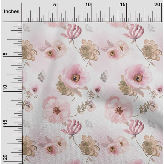 oneOone Cotton Poplin Light Pink Fabric Florals Sewing Fabric By The Yard Printed Diy Clothing Sewing Supplies 56 Inch Wide