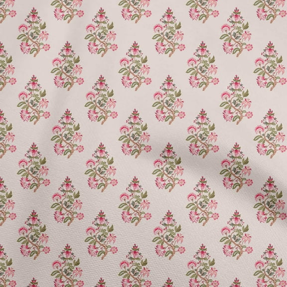 oneOone Cotton Poplin Light Pink Fabric Jacobean Floral Quilting Supplies Print Sewing Fabric By The Yard 42 Inch Wide