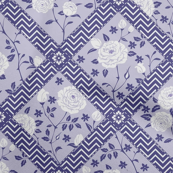 oneOone Cotton Poplin Light Purple Fabric Florals Sewing Material Print Fabric By The Yard 42 Inch Wide
