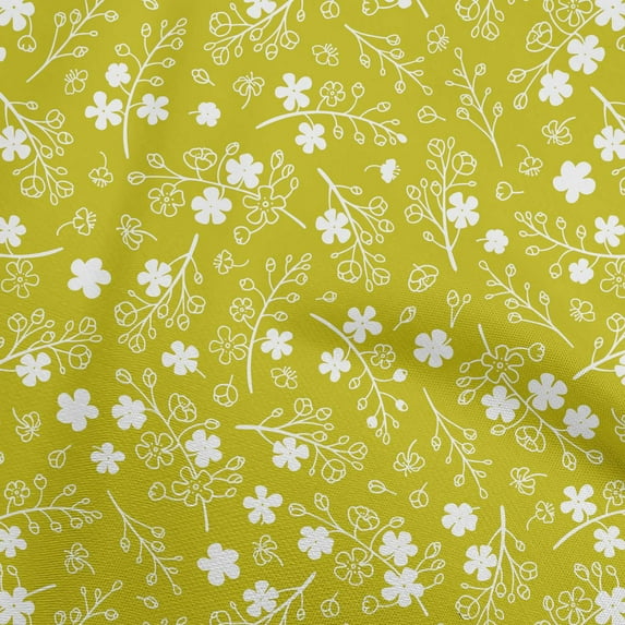 oneOone Cotton Poplin Lime Green Fabric Asian Floral Sewing Fabric By The Yard Printed Diy Clothing Sewing Supplies 42 Inch Wide