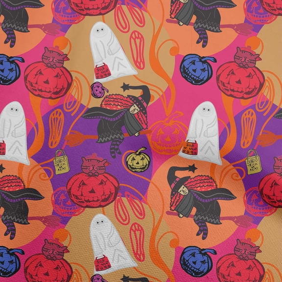 oneOone Cotton Poplin Magenta Fabric Halloween Quilting Supplies Print Sewing Fabric By The Yard 42 Inch Wide