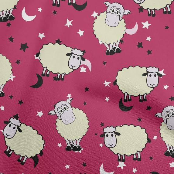 oneOone Cotton Poplin Magenta Fabric Kids Sheep Sewing Fabric By The Yard Printed Diy Clothing Sewing Supplies 56 Inch Wide
