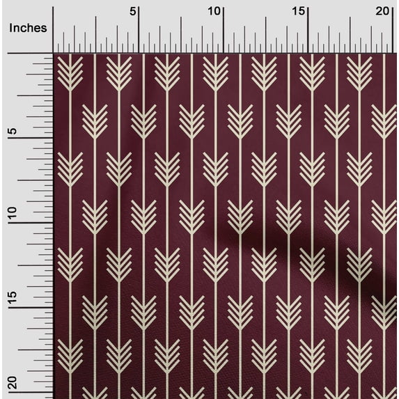 oneOone Cotton Poplin Maroon Fabric Arrow & Stripe Geometric Diy Clothing Quilting Fabric Print Fabric By Yard 42 Inch Wide