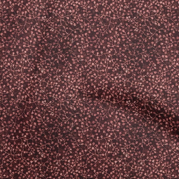 oneOone Cotton Poplin Maroon Fabric Asian Batik Floral Sewing Material Print Fabric By The Yard 42 Inch Wide