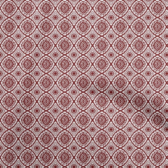 oneOone Cotton Poplin Maroon Fabric Block Diy Clothing Quilting Fabric Print Fabric By Yard 42 Inch Wide