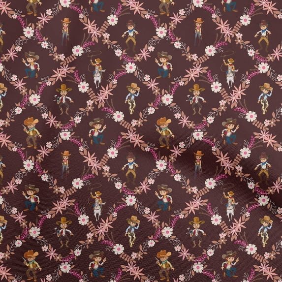 oneOone Cotton Poplin Maroon Fabric Cowboy Diy Clothing Quilting Fabric Print Fabric By Yard 42 Inch Wide
