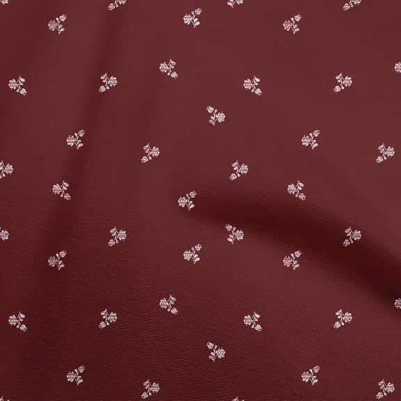 oneOone Cotton Poplin Maroon Fabric Floral Ditsy Sewing Material Print Fabric By The Yard 56 Inch Wide