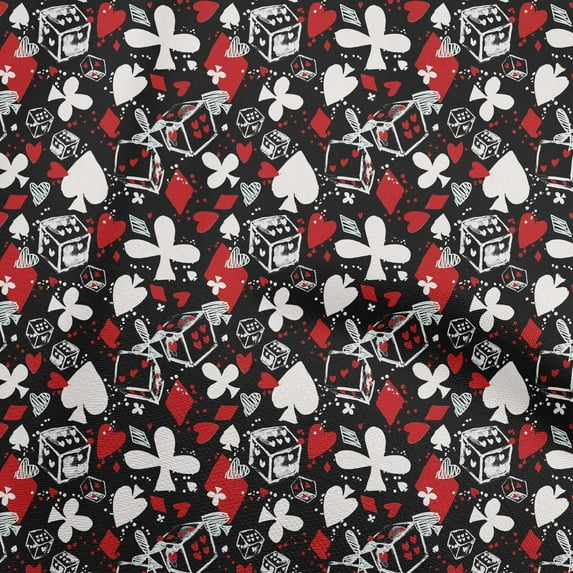 oneOone Cotton Poplin Maroon Fabric Poker Card Quilting Supplies Print Sewing Fabric By The Yard 56 Inch Wide