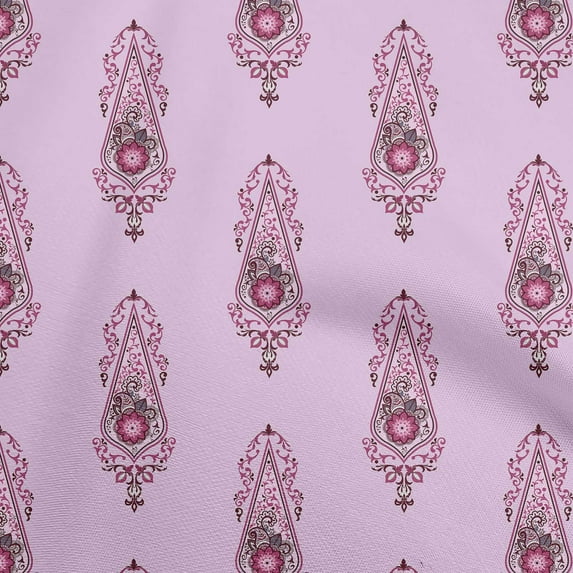 oneOone Cotton Poplin Mauve Fabric Asian Floral Block Fabric For Sewing Printed Craft Fabric By The Yard 56 Inch Wide