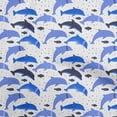 thumbnail image 1 of oneOone Cotton Poplin Medium Blue Fabric Beach Dolphin Diy Clothing Quilting Fabric Print Fabric By Yard 42 Inch Wide, 1 of 4