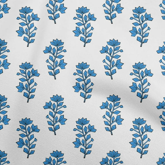 oneOone Cotton Poplin Medium Blue Fabric Block Craft Projects Decor Fabric Printed By The Yard 42 Inch Wide-MV