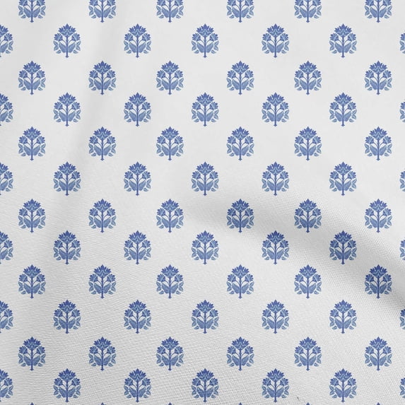 oneOone Cotton Poplin Medium Blue Fabric Block Sewing Fabric By The Yard Printed Diy Clothing Sewing Supplies 42 Inch Wide-FV