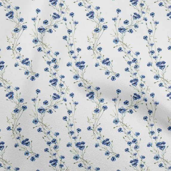 oneOone Cotton Poplin Medium Blue Fabric Floral Dress Material Fabric Print Fabric By The Yard 56 Inch Wide