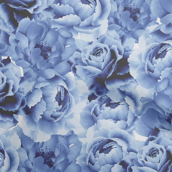oneOone Cotton Poplin Medium Blue Fabric Floral Quilting Supplies Print Sewing Fabric By The Yard 42 Inch Wide