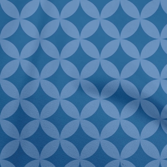 oneOone Cotton Poplin Medium Blue Fabric Geometric Dress Material Fabric Print Fabric By The Yard 56 Inch Wide