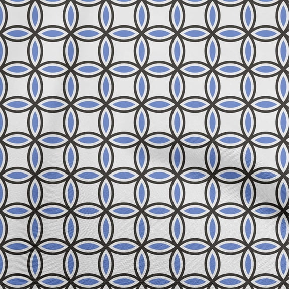 oneOone Cotton Poplin Medium Blue Fabric Geometric Quilting Supplies Print Sewing Fabric By The Yard 56 Inch Wide