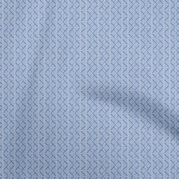 oneOone Cotton Poplin Medium Blue Fabric Geometric Sewing Craft Projects Fabric Prints By Yard 56 Inch Wide