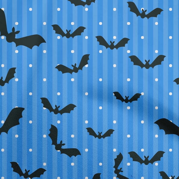 oneOone Cotton Poplin Medium Blue Fabric Halloween Fabric For Sewing Printed Craft Fabric By The Yard 42 Inch Wide