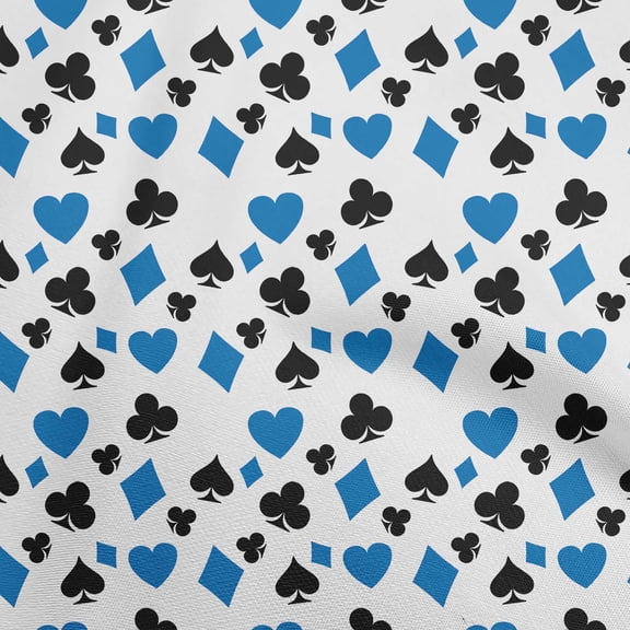 oneOone Cotton Poplin Medium Blue Fabric Poker Card Sewing Craft Projects Fabric Prints By Yard 42 Inch Wide
